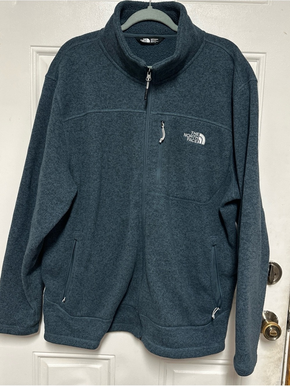 The North Face Jacket Mens Sz XXL Blue Hiking Full Zip Sweater Fleece Jacket